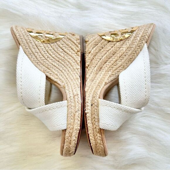 Tory Burch Kristin Wedge Canvas Espadrilles in Ivory Size 6 - Picture 4 of 9